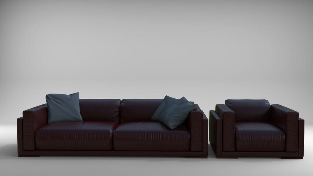 3D Furniture Model | Black Leather Sofa Picsera
