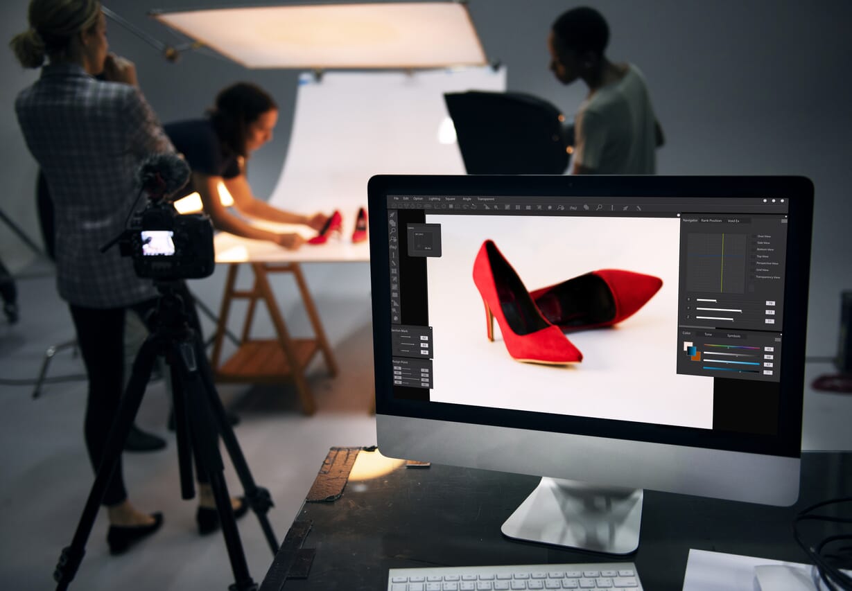Product photography shoot of shoes