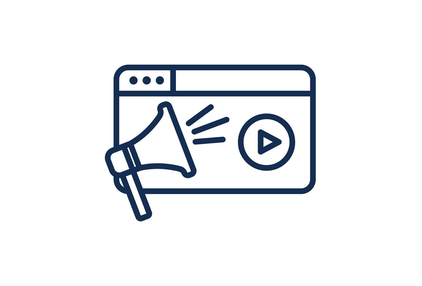 Video teaching and training – informational video icon / video button