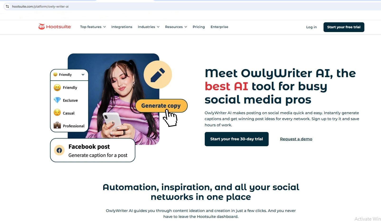 Hootsuite OwlyWriter AI